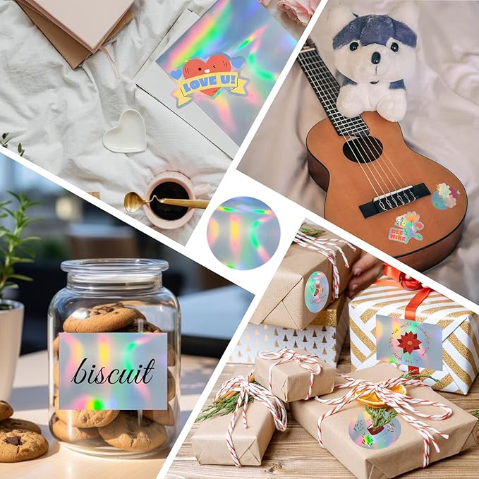 Printable Holographic Silver Sticker Paper, Laser & Inkjet Printable 8.5 x 11 Inches Dries Quickly Stickers Rainbow Vinyl Label 22 pcs-DeskLoop Office