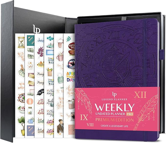 Legend Planner PRO Premium – Large Undated Weekly, Monthly & Budget Planner with Habit Tracker – Life Organizer for Time & Task Management, Goal Setting & Productivity – A4 size (Purple)-DeskLoop Office
