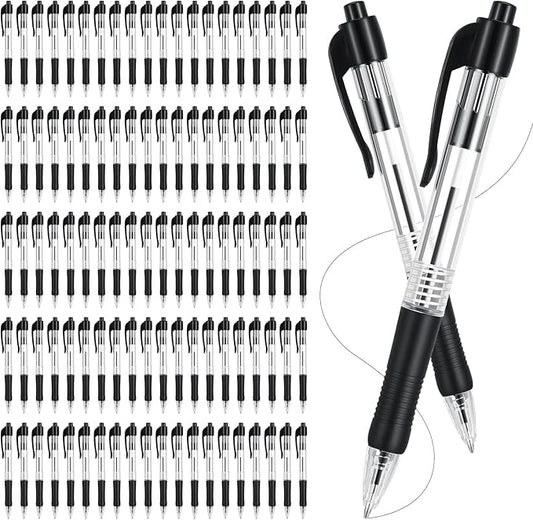 100 Pack Retractable Ballpoint Pen 1.0 mm Medium Point Refillable Smooth Click Writing Pens With Grip for Work Journal Writing Office Supplies-DeskLoop Office