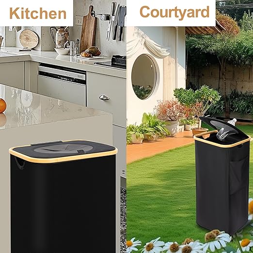 MinBoo Recycling Bin for Kitchen 29Gallon, 110L Recycle Bin with 2 Removeable and Reusable Inner Bag, Large Recycling bin with lid for Bottle Can Plastics Stickers (Black)-DeskLoop Office