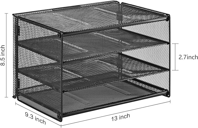 Samstar Paper Letter Tray, 3 Tier Desk File Organizer Paper Sorter Letter Shelf Rack, Mesh Made,Black ...-DeskLoop Office