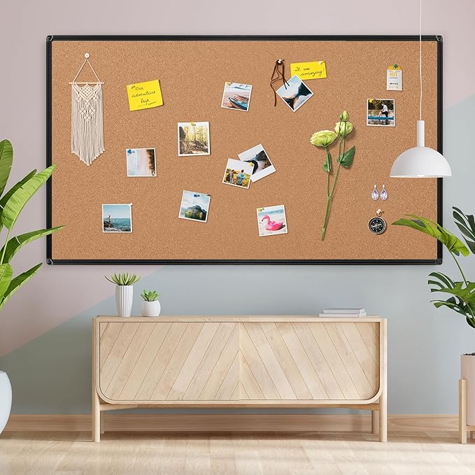 Board2by Extra Large Cork Bulletin Board 96" X 48", Black Aluminum Framed 8'x4' Corkboard for Wall, Wall Mounted Notice Pin Board with 18 Push Pins for School, Home & Office-DeskLoop Office