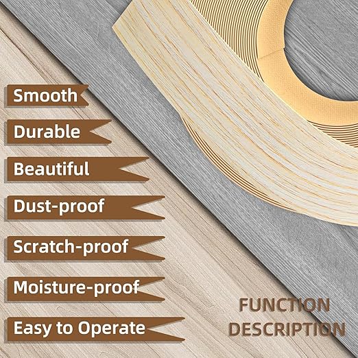 GSCIT Club Oak Edge Banding, 3 inch x 25ft roll of Veneer Edge Banding Preglued Flexible, Real Wood Tape Banding-DeskLoop Office