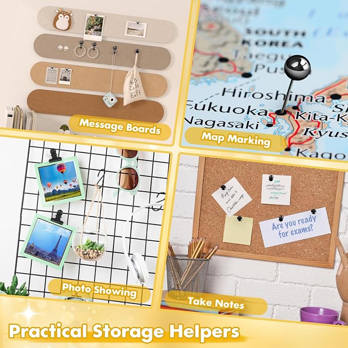 GOOLADA 315Pcs Decorative Push Pins, 5 Style Cork Board Pins, Push Pin Clips - Image 7