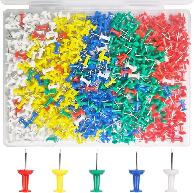 500 Pack Push Pins Tacks, Colored Map Push Pins, Plastic Head, Steel Point, Thumb Tacks for Cork Board, Bulletin Board, Map Pins, Photo Hanging Tacks at Homes, Schools and Offices-DeskLoop Office