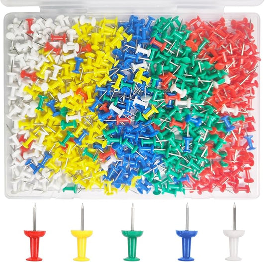 500 Pack Push Pins Tacks, Colored Map Push Pins, Plastic Head, Steel Point, Thumb Tacks for Cork Board, Bulletin Board, Map Pins, Photo Hanging Tacks at Homes, Schools and Offices-DeskLoop Office