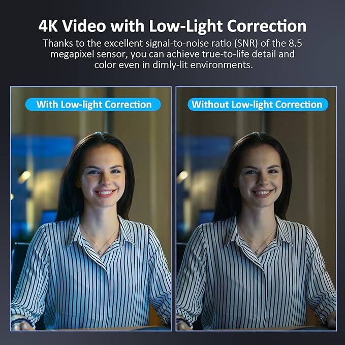 NexiGo Iris, 4K AI Webcam with 1/1.8" Sensor, Onboard Flash Memory, HDR, PiP, DSLR-Style Control, Auto Framing/Tracking with Flexible FOV, Noise-Canceling Mics, for Zoom/Teams/OBS and More (Renewed)