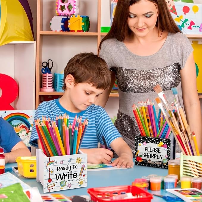 Sherr 2 Pcs Wood Pencil Holder Pencils and Sharpener Shaped Sharp and Dull Pen - Image 6