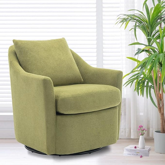 COLAMY Swivel Accent Chair, Living Room Chair Upholstered 360° Swivel Chair Modern Reading Armchair for Bedroom/Office/Nursery, Green-DeskLoop Office