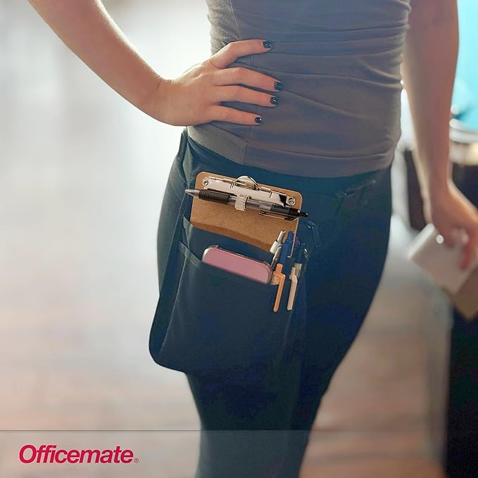 Officemate 5" x 9" Clipboard for Receipts, Low Profile Metal Clip & Pen Holder on Side, Memo Size for Restaurants, Hotels, Food Trucks, Bars, Schools, and Other Venues, 12 Clipboards (83158)-DeskLoop Office