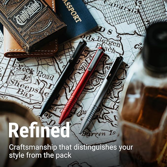 Everyman Grafton Mini Twist Refillable 0.7mm Ball Point Pen Black | Sleek Anodized Aluminum Pocket Pen with Grooved Grip | Smooth Writing EDC Ink Pen for Office, Travel, Work & Gifting-DeskLoop Office