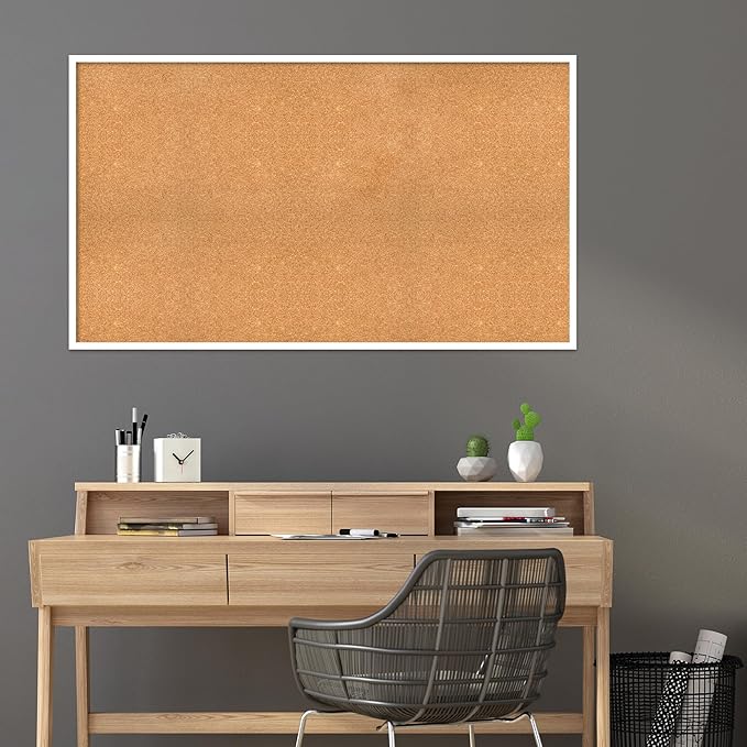 Amanti Art Natural Cork Board for Wall, 33x57 Vision Board with White Frame, Oversize Corkboard Office Decor for Home Organization, Modern Corkboard Pinboard to Display Items for Home Organization in-DeskLoop Office