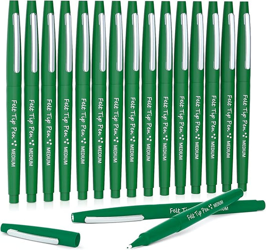 Lelix Felt Tip Pens, 15 Green Pack, 0.7mm Medium Point, Felt Tip Markers Pens for Journaling, Writing, Note Taking, Planner, Perfect for School Office and Art Supplies-DeskLoop Office