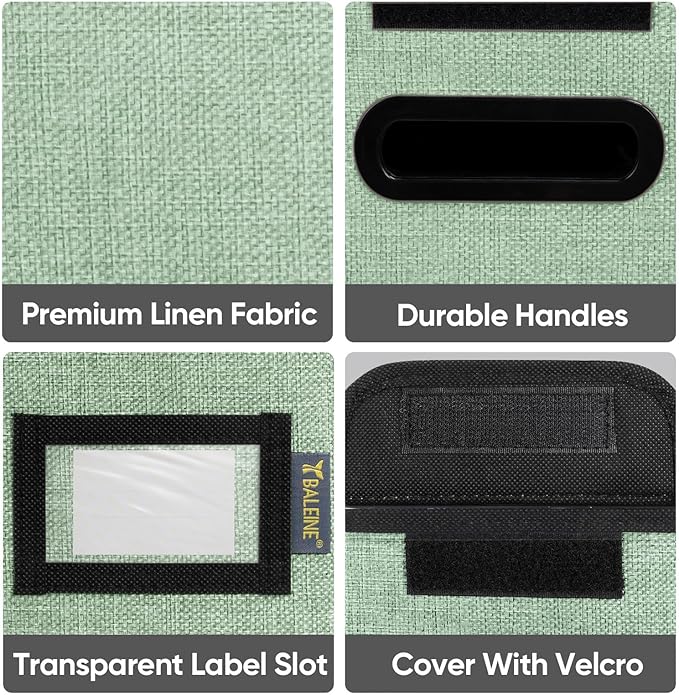 BALEINE File Organizer Box with Lid, Collapsible File Folder Organizer with Plastic Slide, Hanging File Folder Box for Office Document Storage (2 Pack, Green, S)-DeskLoop Office