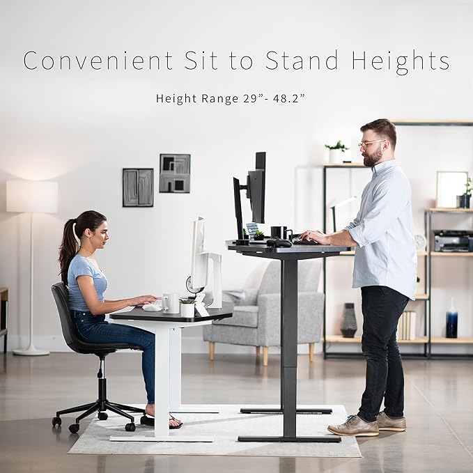 VIVO Electric 63 x 32 in Standing Desk, Memory Height Adjustment, 1B Series, Dark Gray Top White Frame, DESK-KIT-1W1G-DeskLoop Office