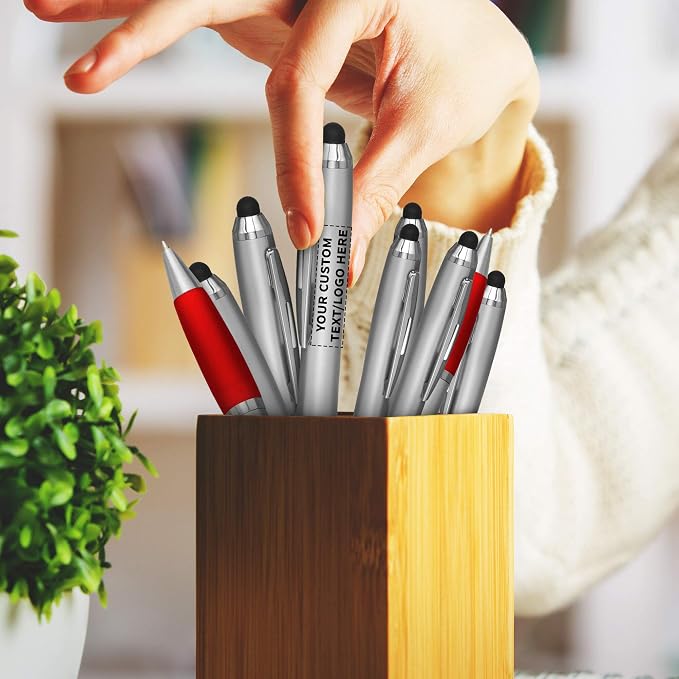 DISCOUNT PROMOS Custom Stylus Ballpoint Pens Set of 50, Personalized Bulk Pack - Image 7