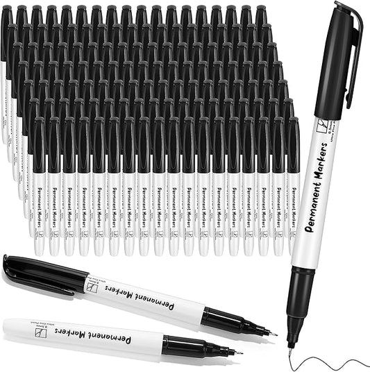 Aodaer 144 Pack Permanent Markers Black 0.5mm Ultra Fine Point Markers, Waterproof, Quick-drying, Smooth Writing Markers for Home Office School Supplies, Works on Wood, Plastic, Metal-DeskLoop Office