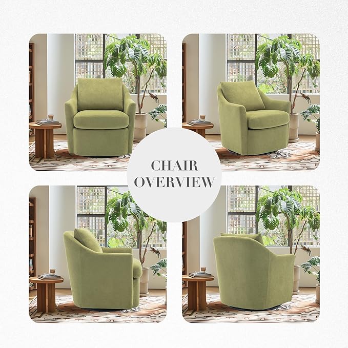 COLAMY Swivel Accent Chair, Living Room Chair Upholstered 360° Swivel Chair Modern Reading Armchair for Bedroom/Office/Nursery, Green-DeskLoop Office