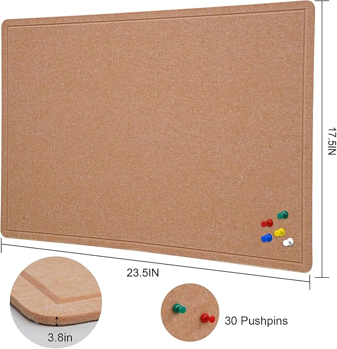 Bulletin Board - 23.5 x 17.5 inches Decorative Felt Pin Board - Cork Board Alternative for Wall - Foldable Photo Board Self-Adhesive Prayer Board with 20 Pushpins - Ginger Yellow-DeskLoop Office