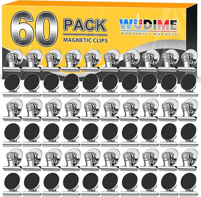 60 Pack Fridge Magnet Refrigerator Magnets, Strong Magnetic Clips Whiteboard Magnets, Magnet Clips Heavy Duty, Clip Magnets for Photo Displays, Home, Office, Classroom, Silver-DeskLoop Office