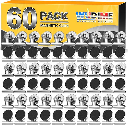 60 Pack Fridge Magnet Refrigerator Magnets, Strong Magnetic Clips Whiteboard Magnets, Magnet Clips Heavy Duty, Clip Magnets for Photo Displays, Home, Office, Classroom, Silver-DeskLoop Office