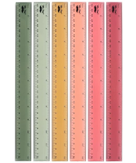 Mr. Pen- Ruler, 12 inch Ruler, 6 Pack, Vintage Colors, Clear Rulers 12 Inch, Rulers for School, Back to School Supplies-DeskLoop Office