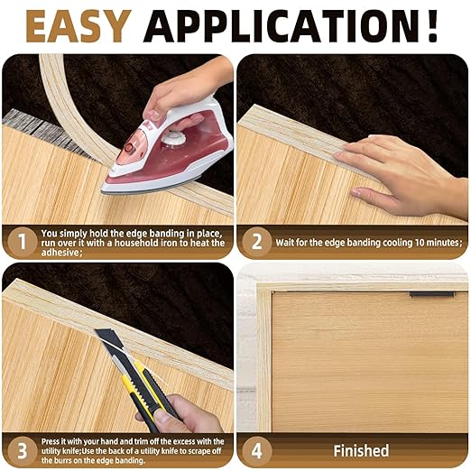 GSCIT Club Oak Edge Banding, 3 inch x 25ft roll of Veneer Edge Banding Preglued Flexible, Real Wood Tape Banding-DeskLoop Office