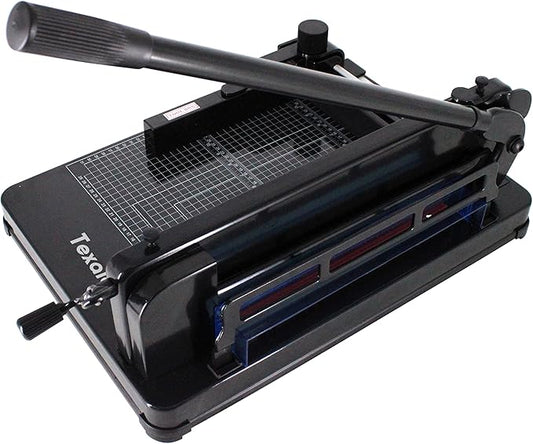 Heavy Duty Guillotine Paper Cutter - 400 Sheets Capacity, A4 12" Stack Paper Trimmer, Steel Base, Black-DeskLoop Office