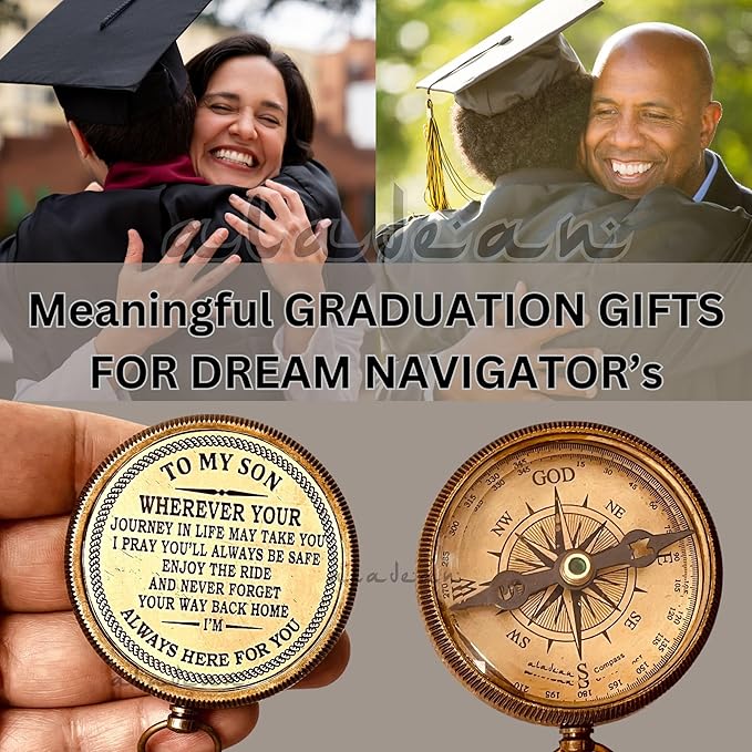 Gift for Son from Mom Dad | Engraved Compass 2" - Father to Son Gifts, Mom to Son Gifts for Graduation 2025, Birthday Baptism Confirmation Communion-DeskLoop Office
