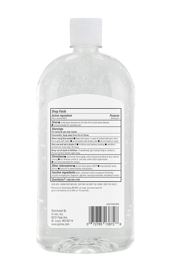 Germ-X Original Hand Sanitizer, Back to School Supplies, Non-Drying Moisturizing Gel with Vitamin E, Instant and No Rinse Formula, Large Family-Size Flip Top Bottle, 32 Fl Oz (Pack of 4)-DeskLoop Office