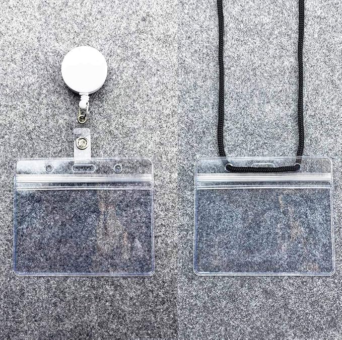 Horizontal Badge Holders Sealable Waterproof Clear Plastic Name Tag ID Card - Image 5