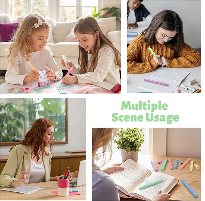 Aesthetic Highlighters,12pcs Chisel Tip Highlighter, Pastel Candy Colors, Cute Assorted Colors Highlighter, Bible Highlighters and Pens No Bleed for Bible Pages-DeskLoop Office