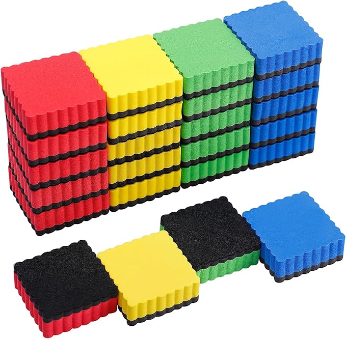 24 pcs Strong Magnetic Whiteboard Eraser - Mini Dry Erase Erasers, Small Chalkboard Cleansers Wiper for Kids and Teachers Classroom Must Haves School Supply Home and Office, Wave Shaped-DeskLoop Office