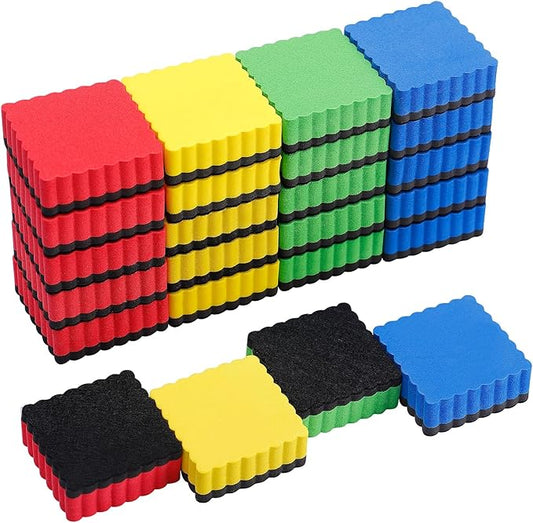 24 pcs Strong Magnetic Whiteboard Eraser - Mini Dry Erase Erasers, Small Chalkboard Cleansers Wiper for Kids and Teachers Classroom Must Haves School Supply Home and Office, Wave Shaped-DeskLoop Office