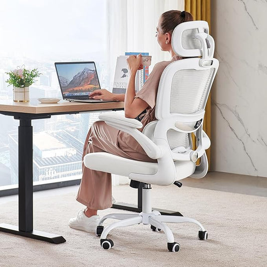 TRALT Office Chair Ergonomic Desk Chair, 330 LBS Home Mesh Office Desk Chairs with Wheels, Comfortable Gaming Chair, High Back Office Chair for Long Hours (White)-DeskLoop Office