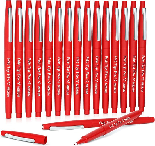 Lelix Felt Tip Pens, 15 Red Pack, 0.7mm Medium Point, Felt Tip Markers Pens for Journaling, Writing, Note Taking, Planner, Perfect for School Office and Art Supplies-DeskLoop Office