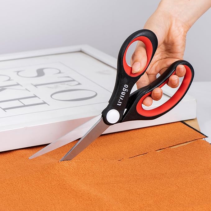 LIVINGO All Purpose Scissors Set - 4 Pack Sharp Multipurpose Heavy Duty Shears for Kitchen Cooking Sewing Fabric Cutting Poultry Food Paper Craft Office Household School Multi Pack Utility Shears-DeskLoop Office