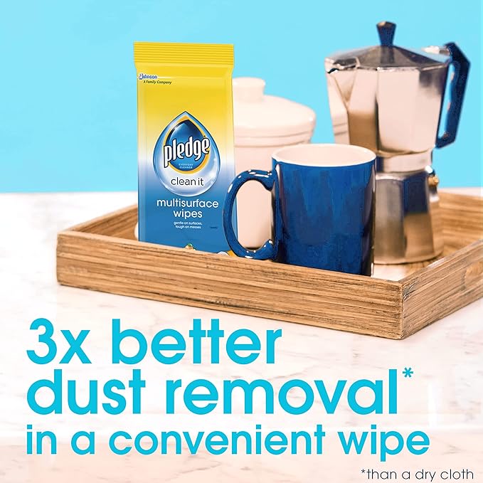 Pledge Multi-Surface Furniture Polish Wipes, Works on Wood, Granite, and Leather, Cleans and Protects, Fresh Citrus - Pack of 6 (150 Total Wipes)-DeskLoop Office