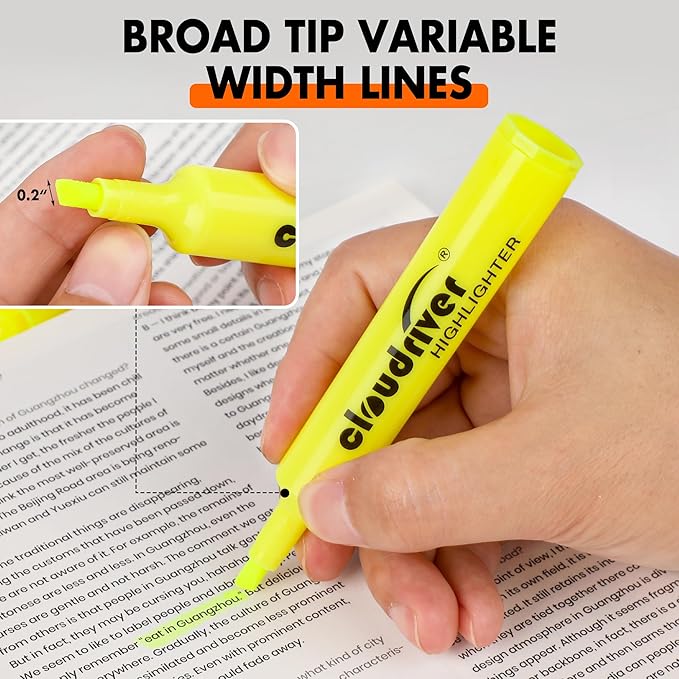 cloudriver Highlighters Bulk Pack of 78, Yellow Highlighter, Chisel Point, Quick Drying Ink, Highlighters Suitable For Classroom, Office And Shop-DeskLoop Office