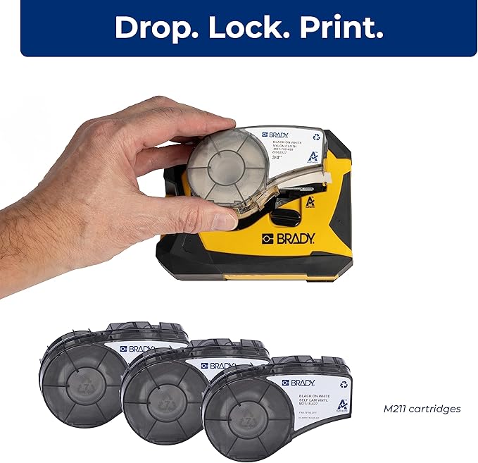 Brady M211 Portable Bluetooth Monochrome Label Printer, Yellow/Black-DeskLoop Office