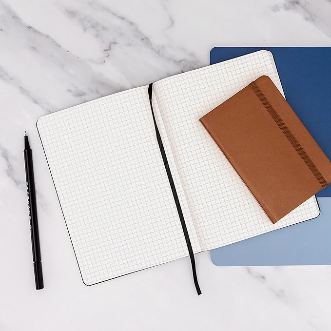 PAPERAGE Graph Paper Journal Notebook, (Lavender), 160 Pages, Medium 5.6 in x 8 in - 100 GSM Thick Paper – Hardcover Grid Notebook for Work or School-DeskLoop Office