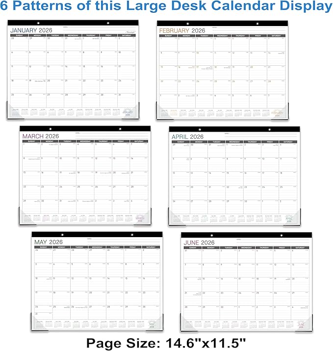 2026 Desk Calendar - Desk/Wall Calendar 2026, JAN 2026 - DEC 2026, 2026 Calendars 12 Month, Desk Calendars with Corner Protectors, Large Ruled Blocks, Thick Paper, Colorful, 14.6" x 11.5", Desktop Calendar for Daily Organizer-DeskLoop Office
