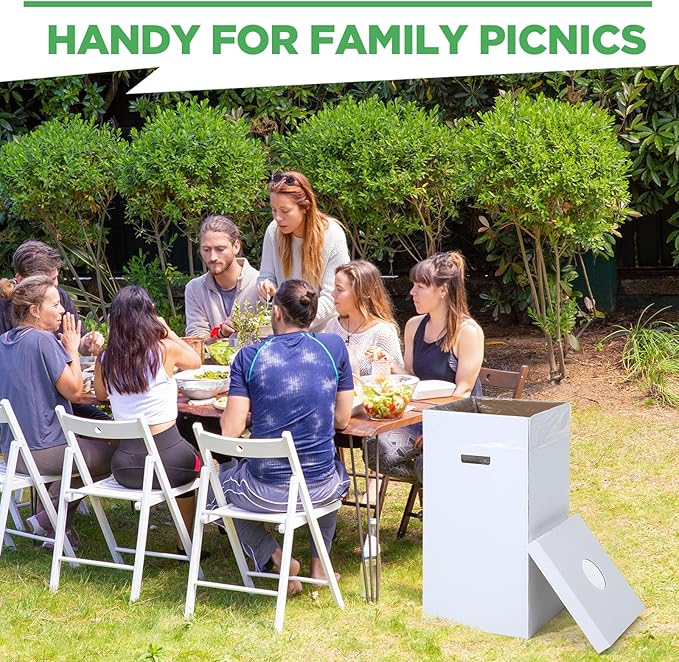 3 Pcs Cardboard Trash Cans with Lid Disposable and Reusable Corrugated Cardboard Trash Cans Recycling Bins Bulk with Garbage Bags White Rubbish Boxes for Parties Events (20 Gallon)-DeskLoop Office