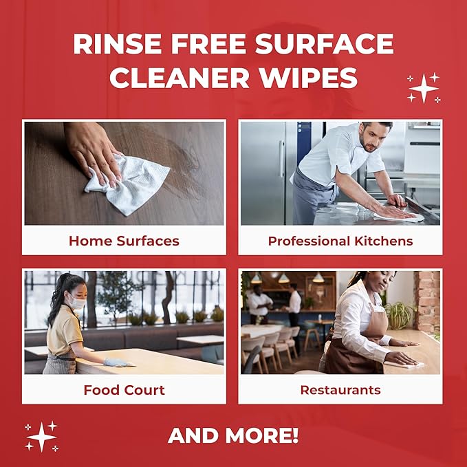 HandyClean Rinse-Free Food Contact Sanitizing Wipes Canister, Multi Surface Cleaning Wipes Cleaning Supplies for Kitchen and Professional Setting 6-Pack (120 Wipes Each)-DeskLoop Office