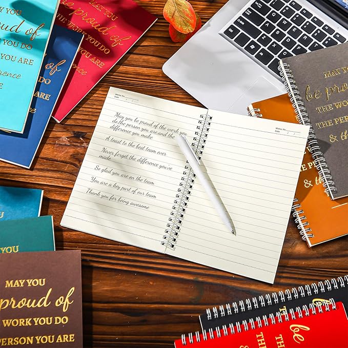 Colarr 60 Pcs A5 Inspirational Spiral Notebook Bulk Appreciation Gift 6x8 Inch Motivational Notepad 100 Page/50sheet Lined College Ruled Journal for Employee Coworker Teacher Nurse (Dark Colors)-DeskLoop Office