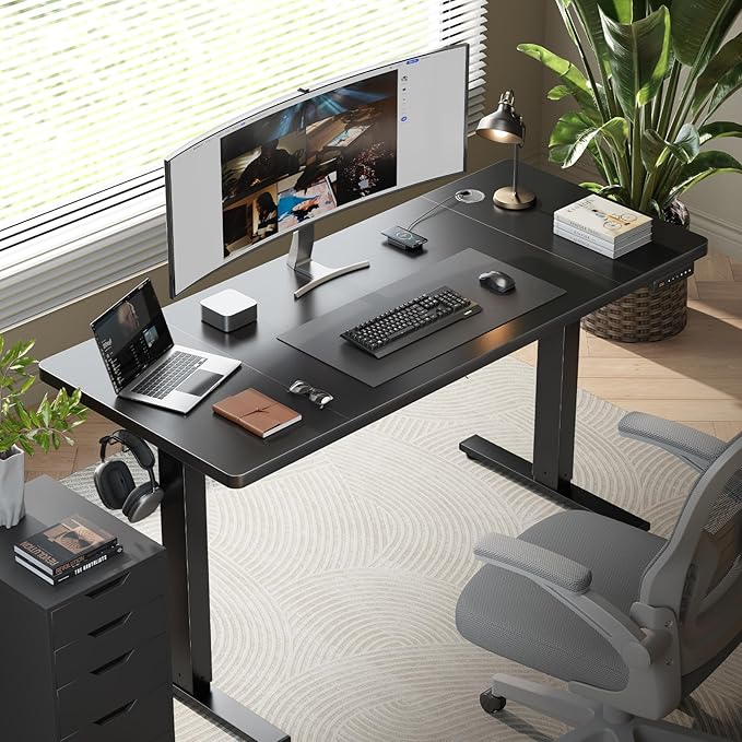 SIAGO Electric Standing Desk Adjustable - 63 x 24 Inch Sit Stand up Desk with Cable Management - 3 Memory Preset Adjustable Height Table-DeskLoop Office