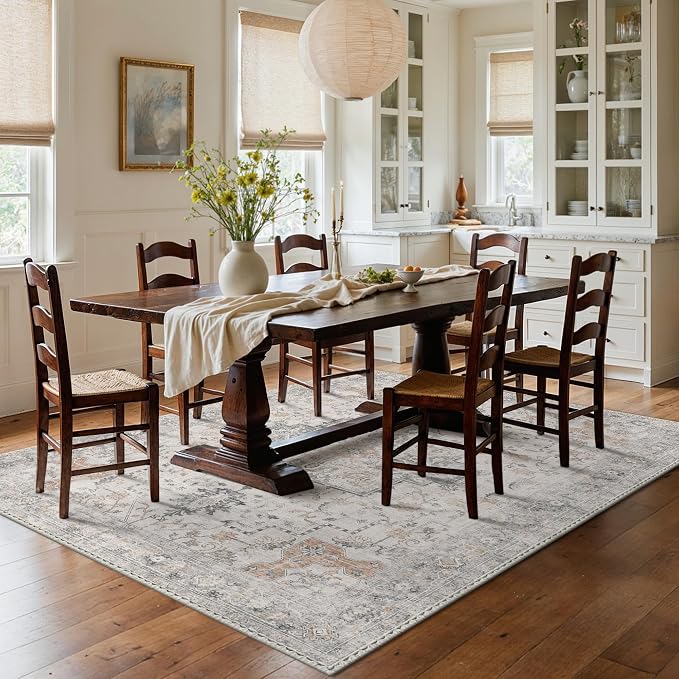 GENIMO 5x8 Area Rugs for Living Room, Machine Washable Low Pile Rugs, Chenille - Image 8