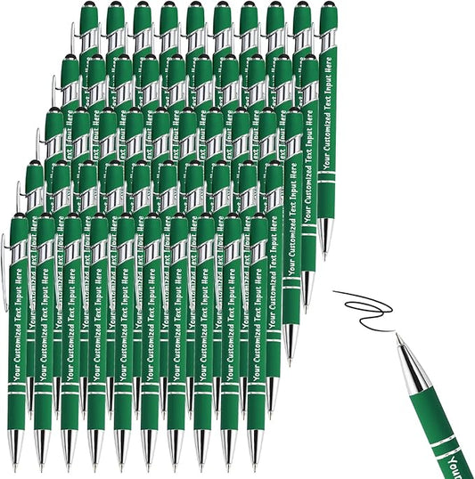 Personalized Ballpoint Pen 50 Custom Pens Free Engraved Bulk with Name Logo, Soft Black Ink Stylus with Touch Metal Office, Gift for Anniversaries, Graduations, Birthdays-DeskLoop Office