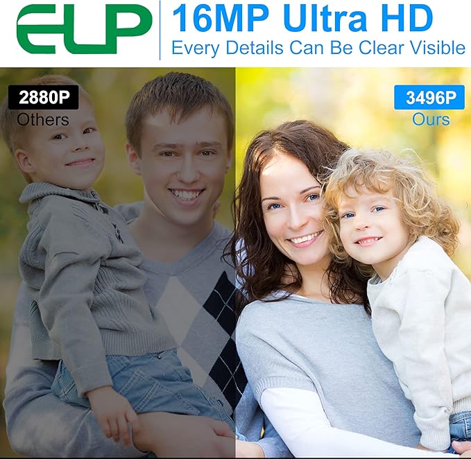 ELP 16MP Autofocus USB Camera with Metal Case - Mini UVC USB2.0 4K Webcam with 68 No Distortion Lens IMX298 Sensor for PC & Home Surveillance-DeskLoop Office
