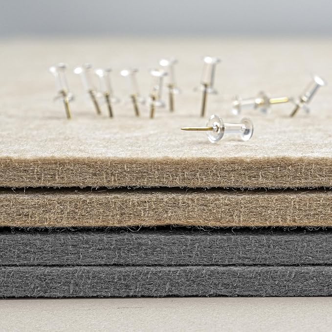 Bulletin Board, 24 x 18 inches Felt Board Decorative Pin Board, Cork Board Alternative for Wall, Foldable Photo Board Self-Adhesive Vision Board Mood Board with 20 Pushpins - Gray-DeskLoop Office